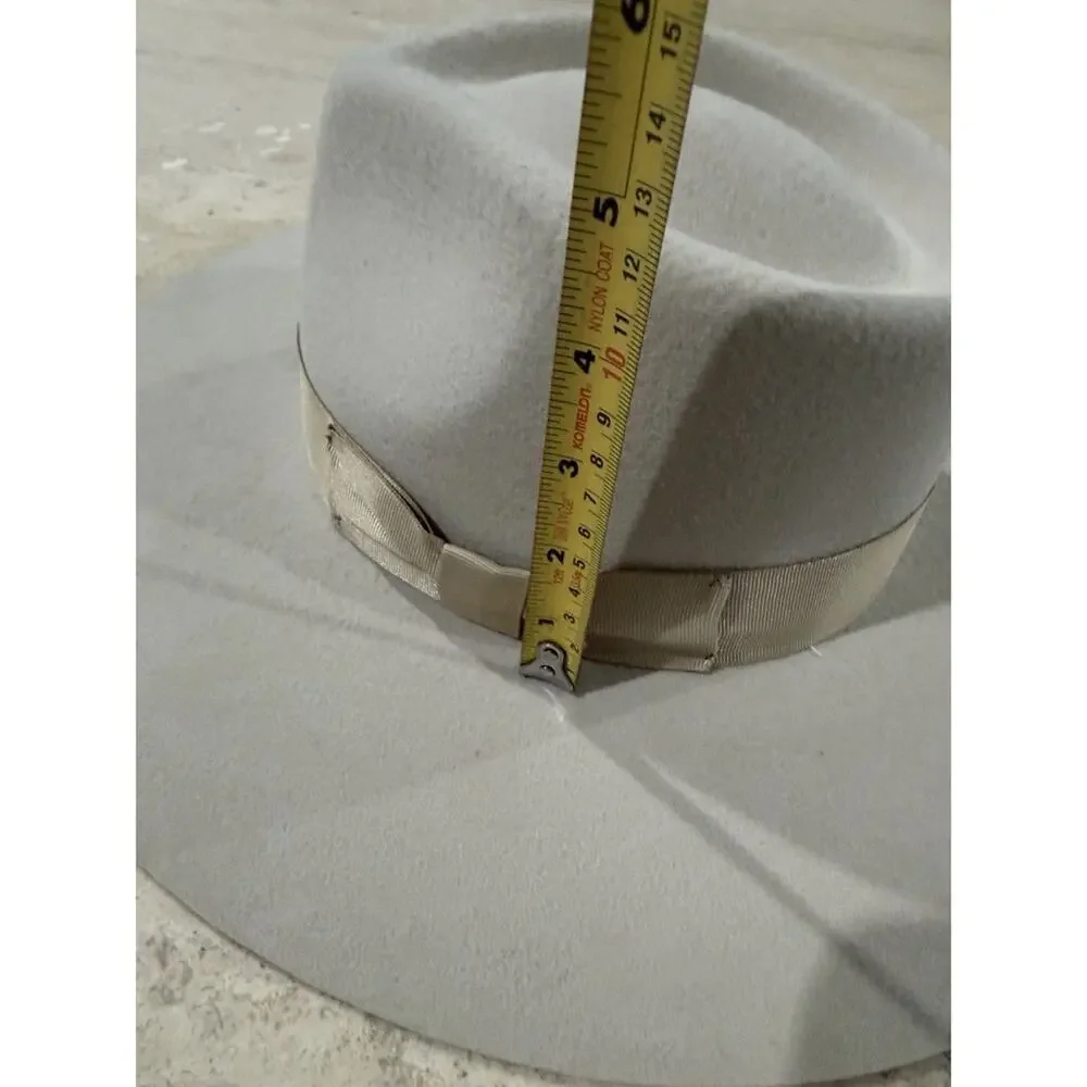 Patina Cream Wool Fedora Western Hat Handcrafted Wide Brim Small - Picture 7 of 8